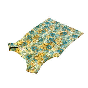 Center Stage 70s Vintage Tank Top Sz Small Green Yellow Daisy Print Shirt Retro